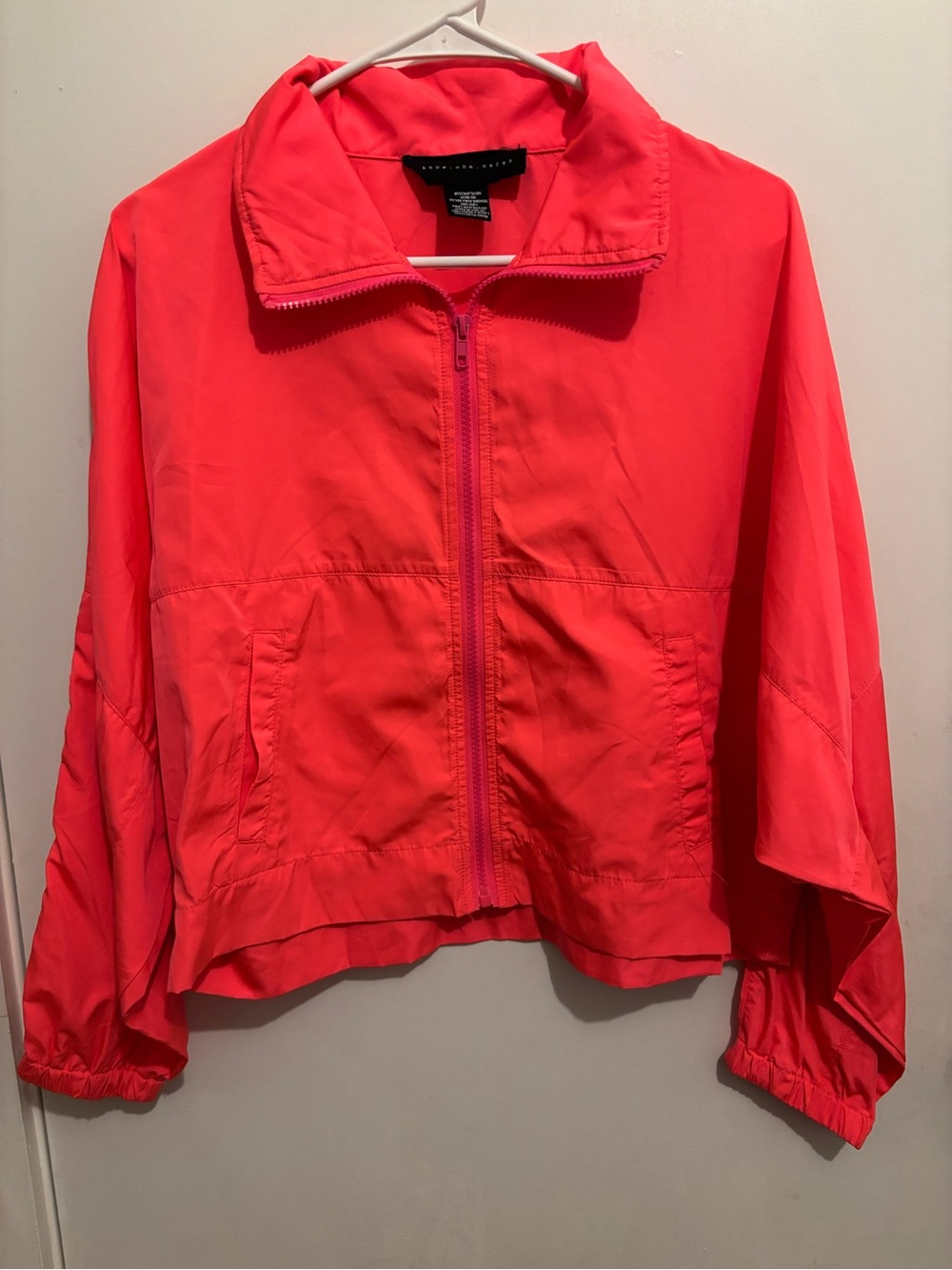 Bright Coral Pink Women's Bomber Jacket by Know One Cares.